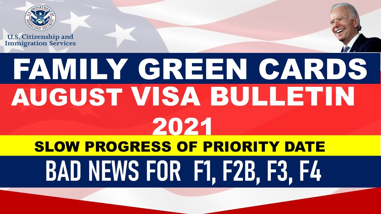 August Visa bulletin 2021 Family Based Green Cards Priority Date and