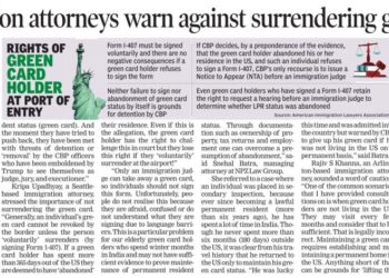 Quoted in the Times of India on the Growing Scrutiny of Elderly Green Card Holders at U.S. Ports of Entry